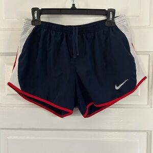 Nike Tempo Dry Fit Lined Shorts.Blue with Red and White. Medium